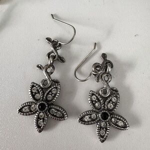 Sterling silver earring floral dangle Hook SJI 925